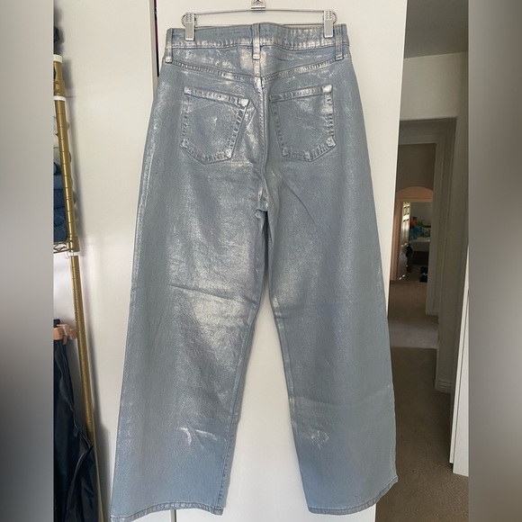 Wild Fable Metallic Silver High-Rise Wide Leg Jeans – Size 6/28 - Picture 3 of 9